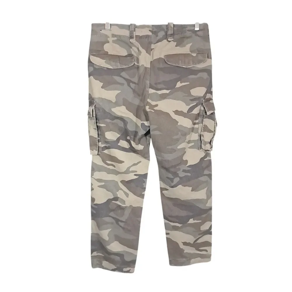 Vtg Abercrombie Fitch Camo Military Cargo Slim Straight Paratrooper Pants Men 32